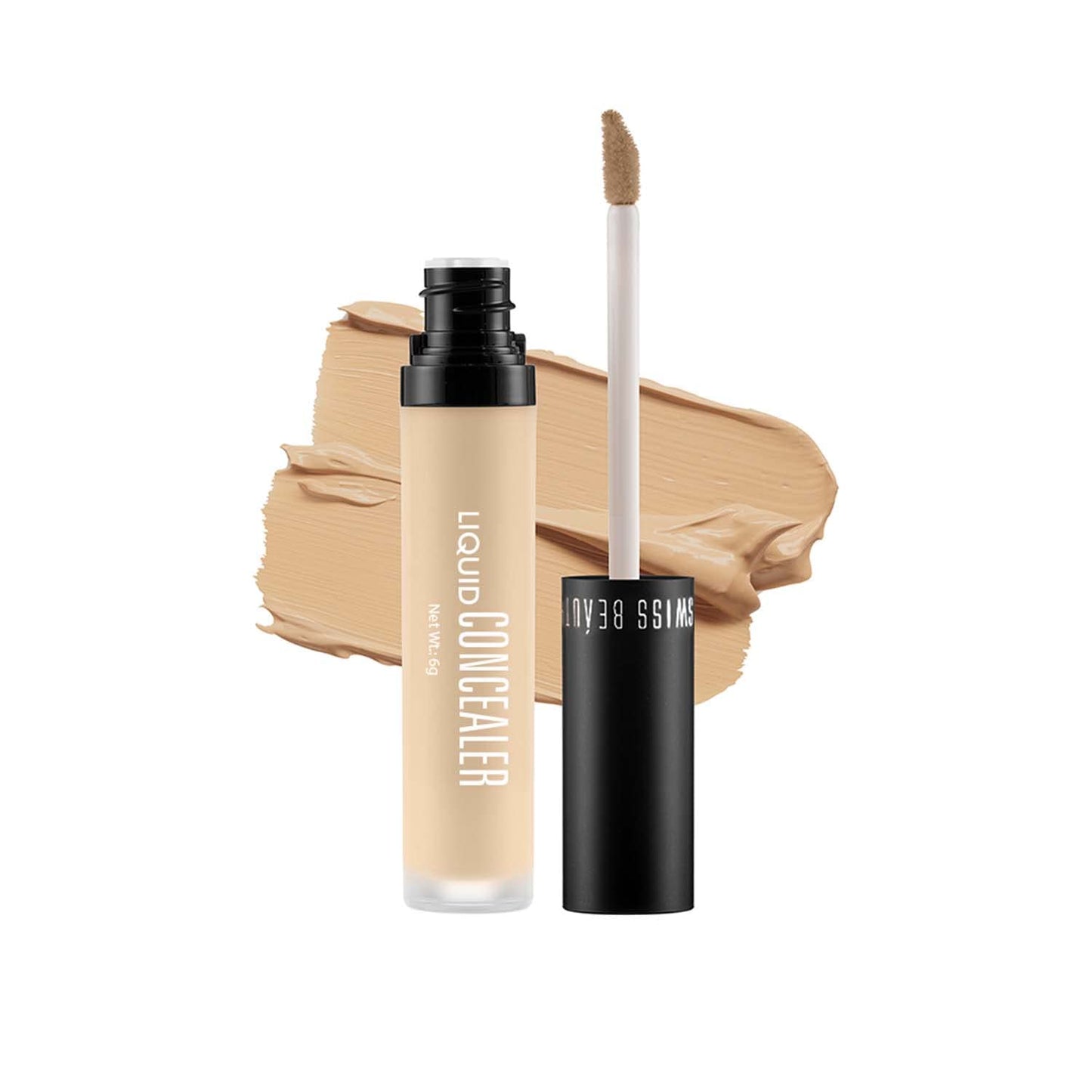 Swiss Beauty Liquid Light Weight Concealer With Full Coverage, Easily Blendable Concealer For Face Make-Up With Matte Finish | Shade- 04 Medium - Beige, 6g