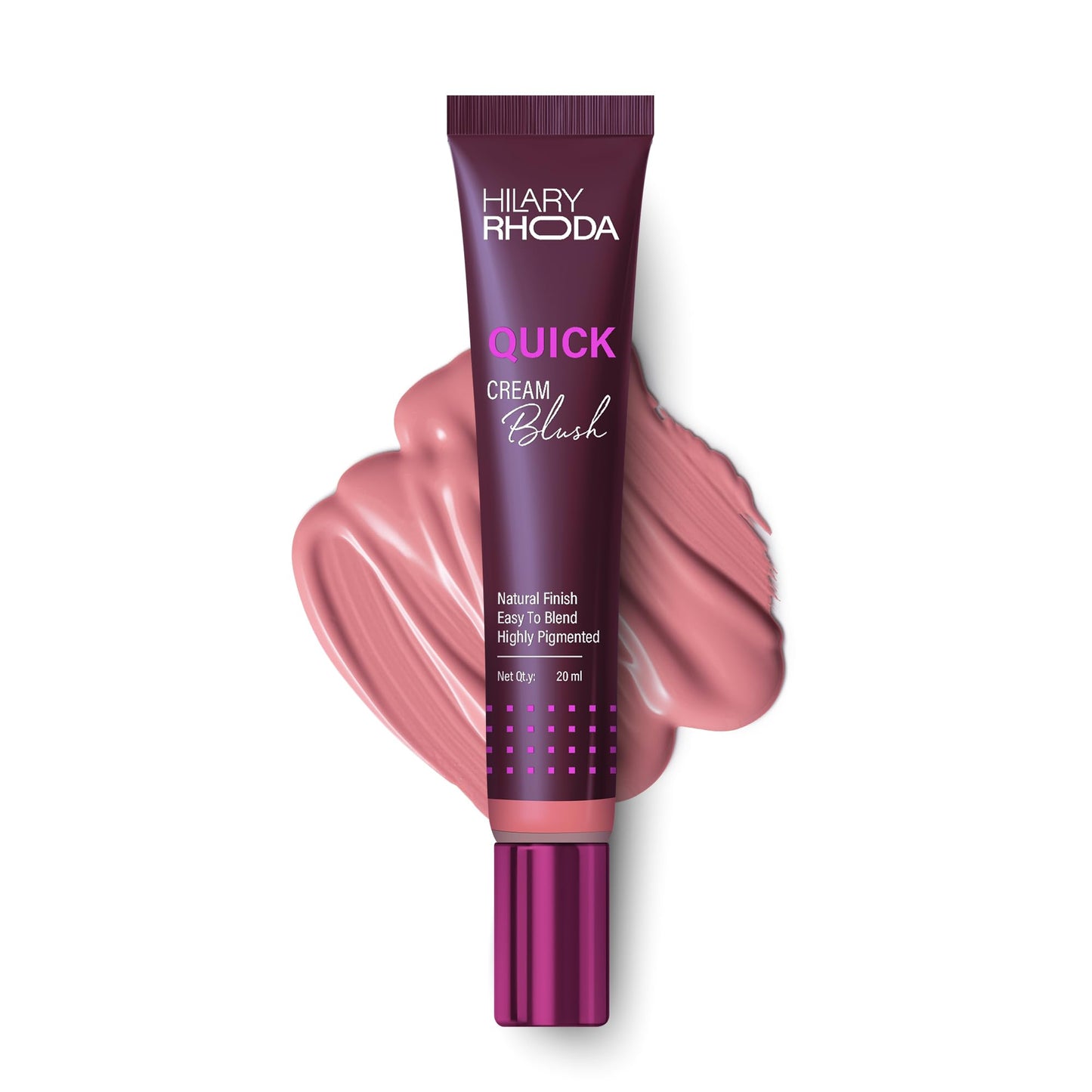 Hilary Rhoda Quick Cream Blush | Highly Pigmented & Dewy Finish | Long-Lasting | Buildable Coverage | Weightless & Easy to Apply | Cream Blush | 20 ml (Mellow Coral - Shade 02)