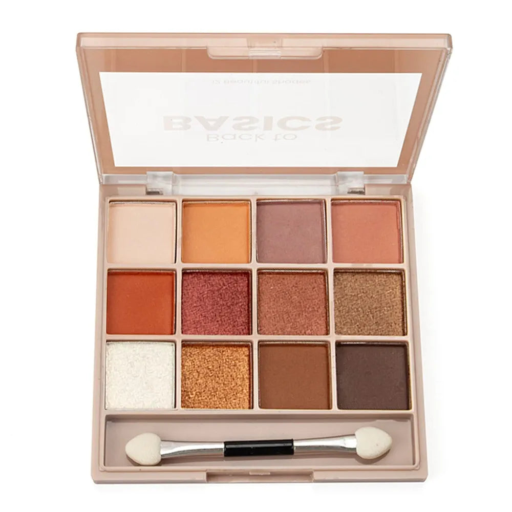 MARS 12 Shades Back to Basics Eyeshadow Palette with Free Applicator | Matte | Shimmer | Beginner Friendly & Long Lasting Eye Shadow Palette