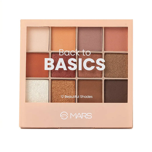 MARS 12 Shades Back to Basics Eyeshadow Palette with Free Applicator | Matte | Shimmer | Beginner Friendly & Long Lasting Eye Shadow Palette