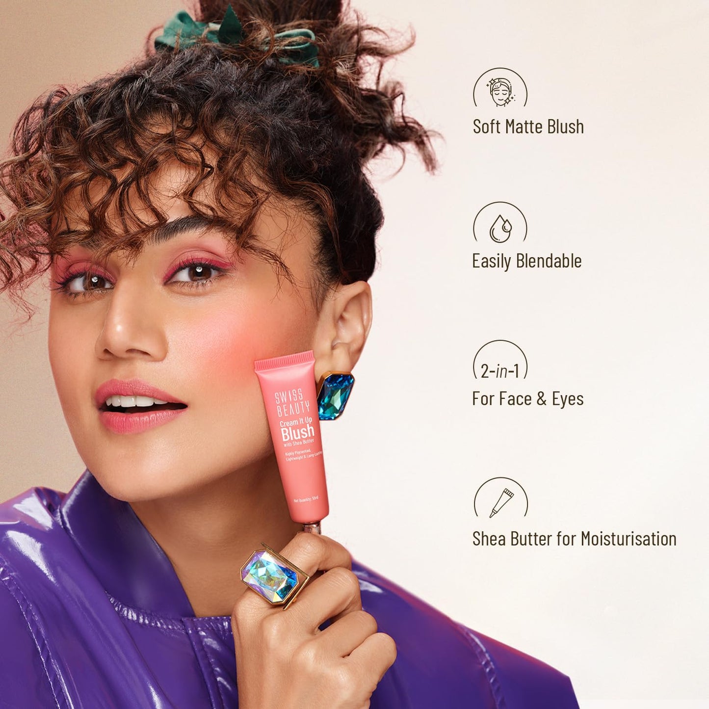 Swiss Beauty Cream It Up Blusher | Highly Pigmented | Long-lasting | Buildable & Blendable | All Skin Types | Shade- Cheeky Peach, 10ml