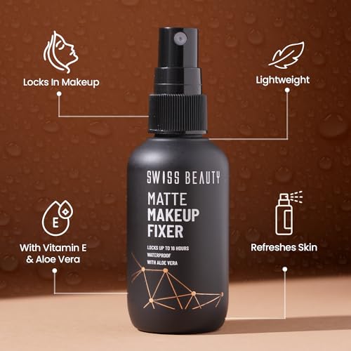 Swiss Beauty Matte Makeup Fixer | 16 Hours Matte Finish | With Vitamin E and Aloe Vera | Waterproof | 70ml