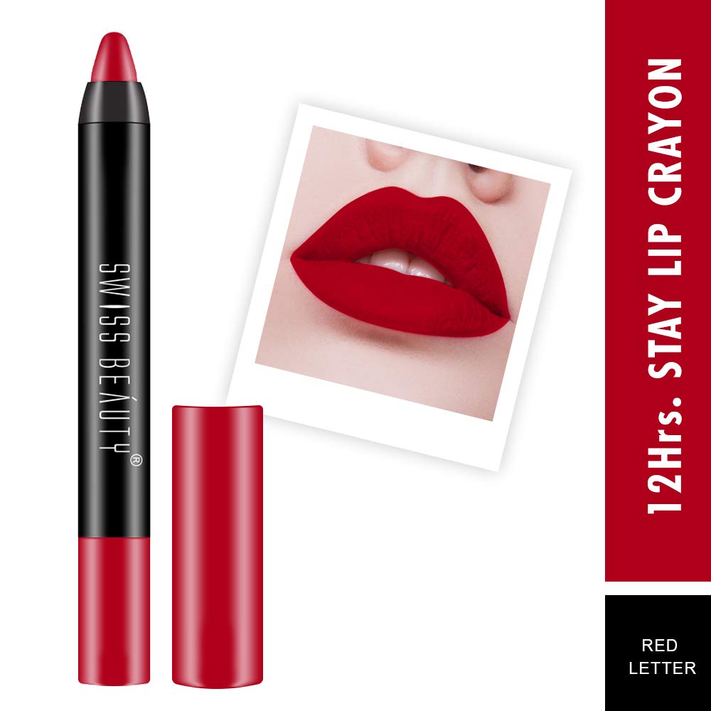 Swiss Beauty 12 Hrs. Stay Matte Lip Crayon, Artist Nude, 3g - Long Lasting, Waterproof, Super Stay, Matte Finish Lip Crayon, Long Wear, Crayon Lipstick