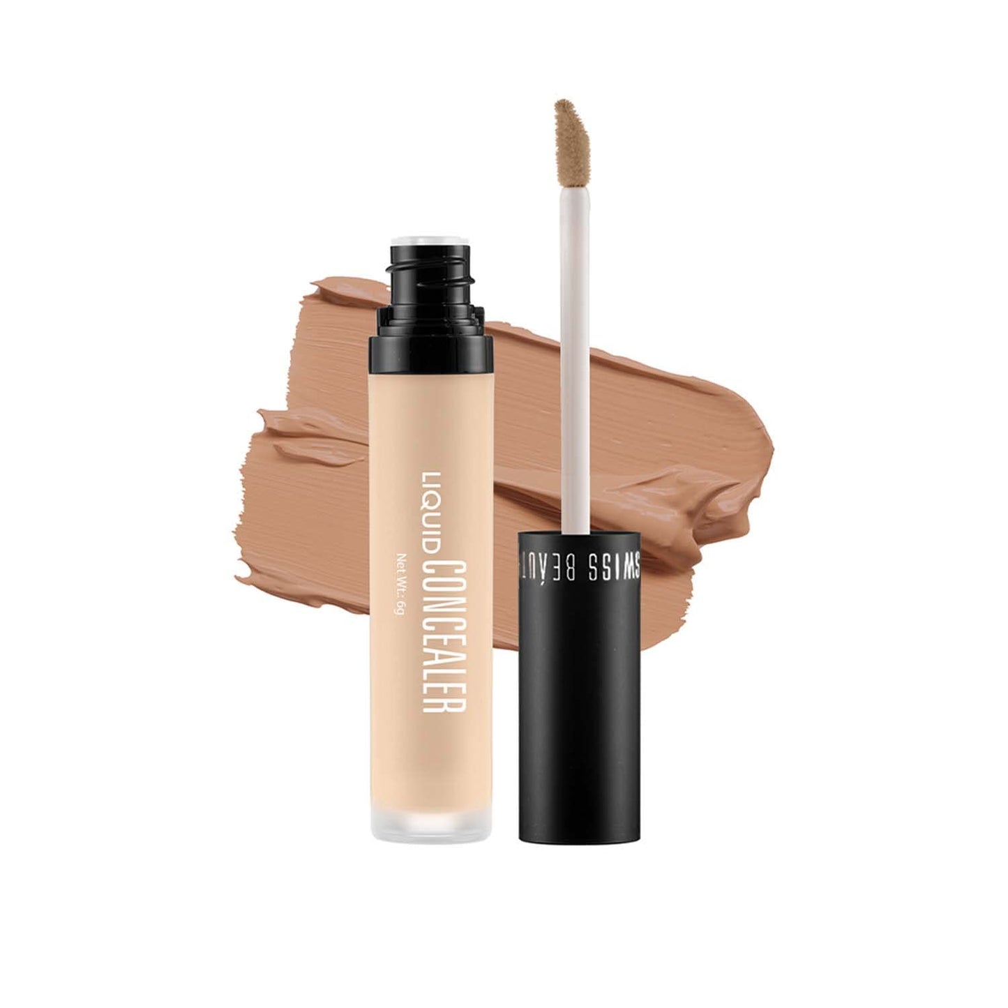 Swiss Beauty Liquid Light Weight Concealer With Full Coverage, Easily Blendable Concealer For Face Make-Up With Matte Finish | Shade- 04 Medium - Beige, 6g