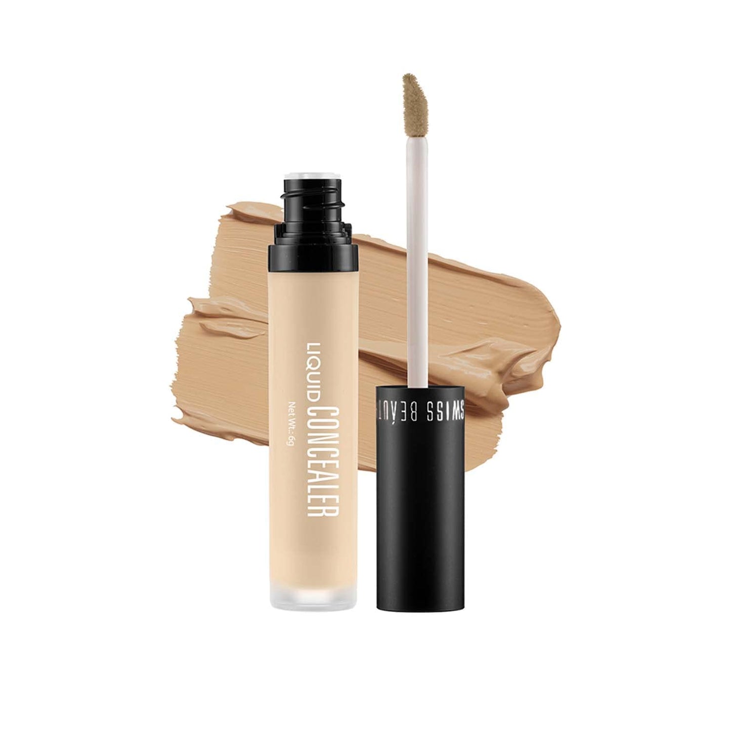 Swiss Beauty Liquid Light Weight Concealer With Full Coverage, Easily Blendable Concealer For Face Make-Up With Matte Finish | Shade- 04 Medium - Beige, 6g