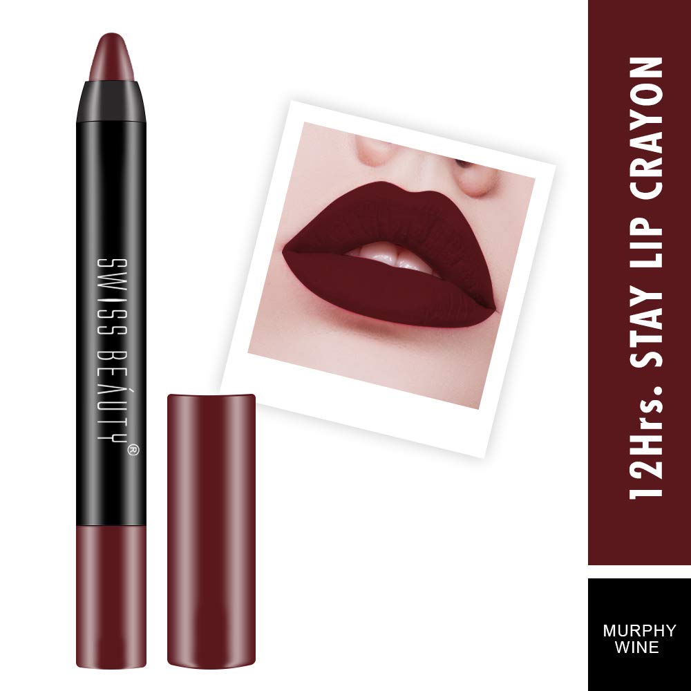 Swiss Beauty 12 Hrs. Stay Matte Lip Crayon, Artist Nude, 3g - Long Lasting, Waterproof, Super Stay, Matte Finish Lip Crayon, Long Wear, Crayon Lipstick