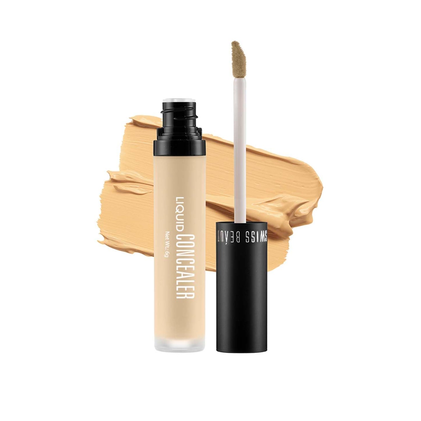 Swiss Beauty Liquid Light Weight Concealer With Full Coverage, Easily Blendable Concealer For Face Make-Up With Matte Finish | Shade- 04 Medium - Beige, 6g
