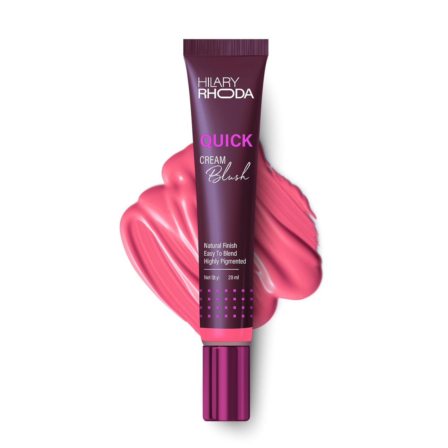 Hilary Rhoda Quick Cream Blush | Highly Pigmented & Dewy Finish | Long-Lasting | Buildable Coverage | Weightless & Easy to Apply | Cream Blush | 20 ml (Mellow Coral - Shade 02)
