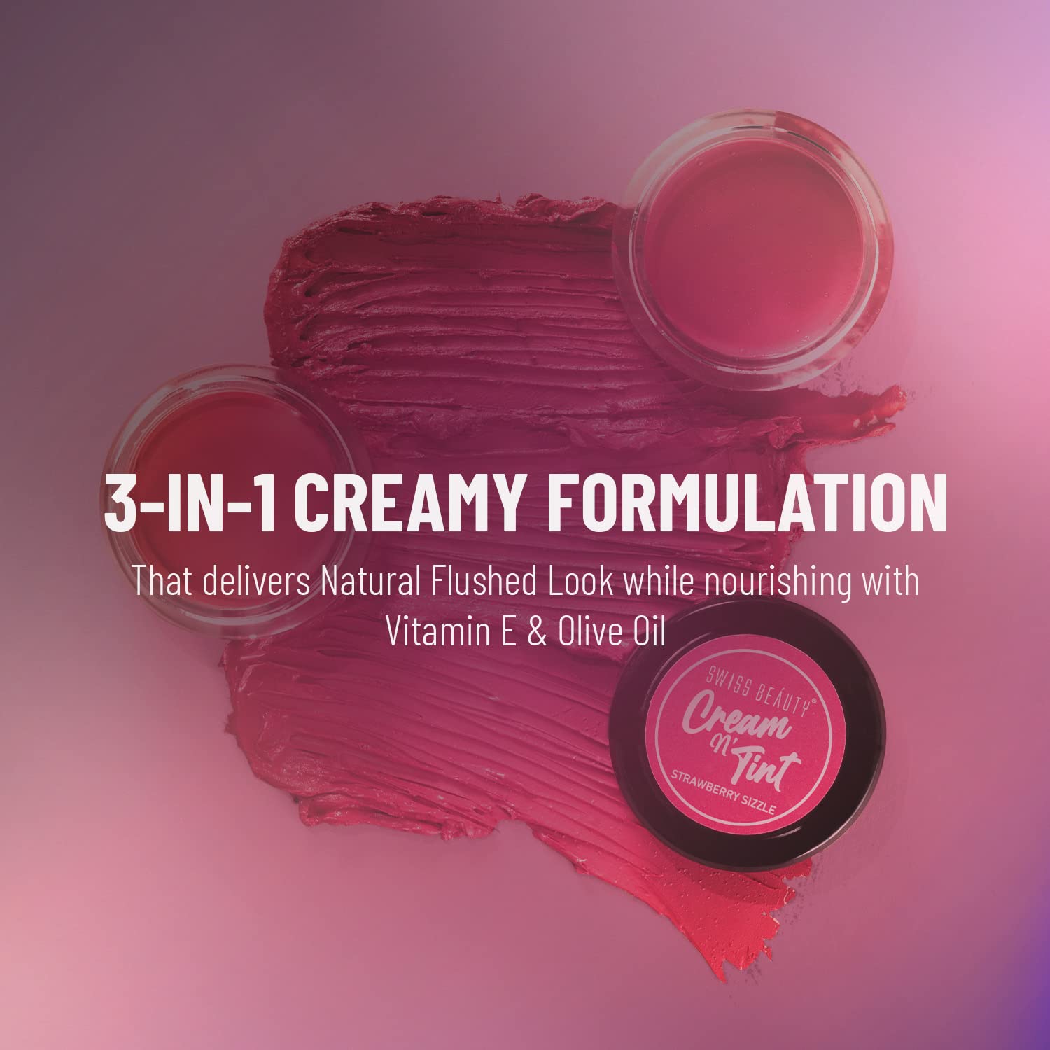 Swiss Beauty 3-in-1 Cream N'Tint for Lips,eyes and cheeks| Long lasting and easily blendable | With Jojoba oil and Glycerine | Shade - Fruity Fig, 8Gm|