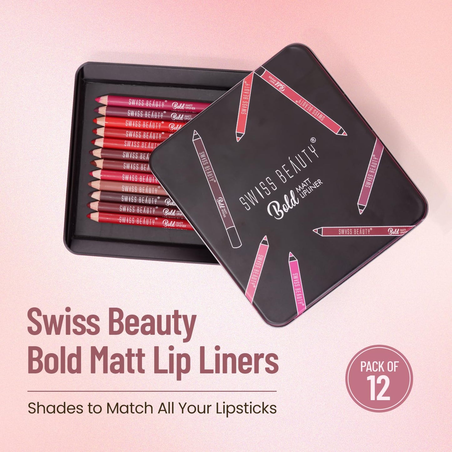 Swiss Beauty Bold Matt Lip Liner | Long-lasting |Matte Finish | Non-drying | Shade-12, 1.6gm