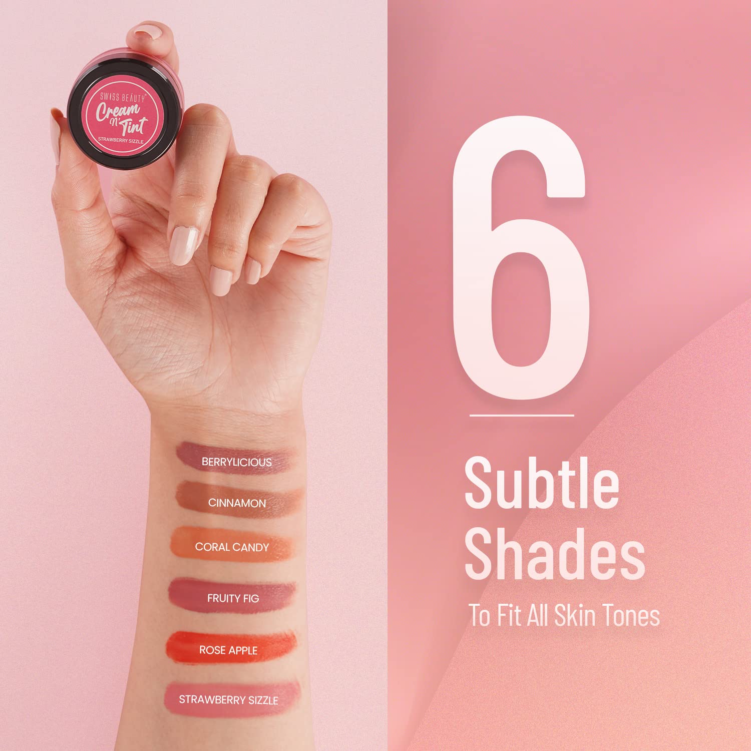 Swiss Beauty Lip, Cheek And Eyeshadow Tint With Goodness Of Vitamin E And Olive Oil | Natural Flushing Glow | Long Lasting Nourishment | Sls & Paraben Free | Shade - Rose Apple, 8Gm|