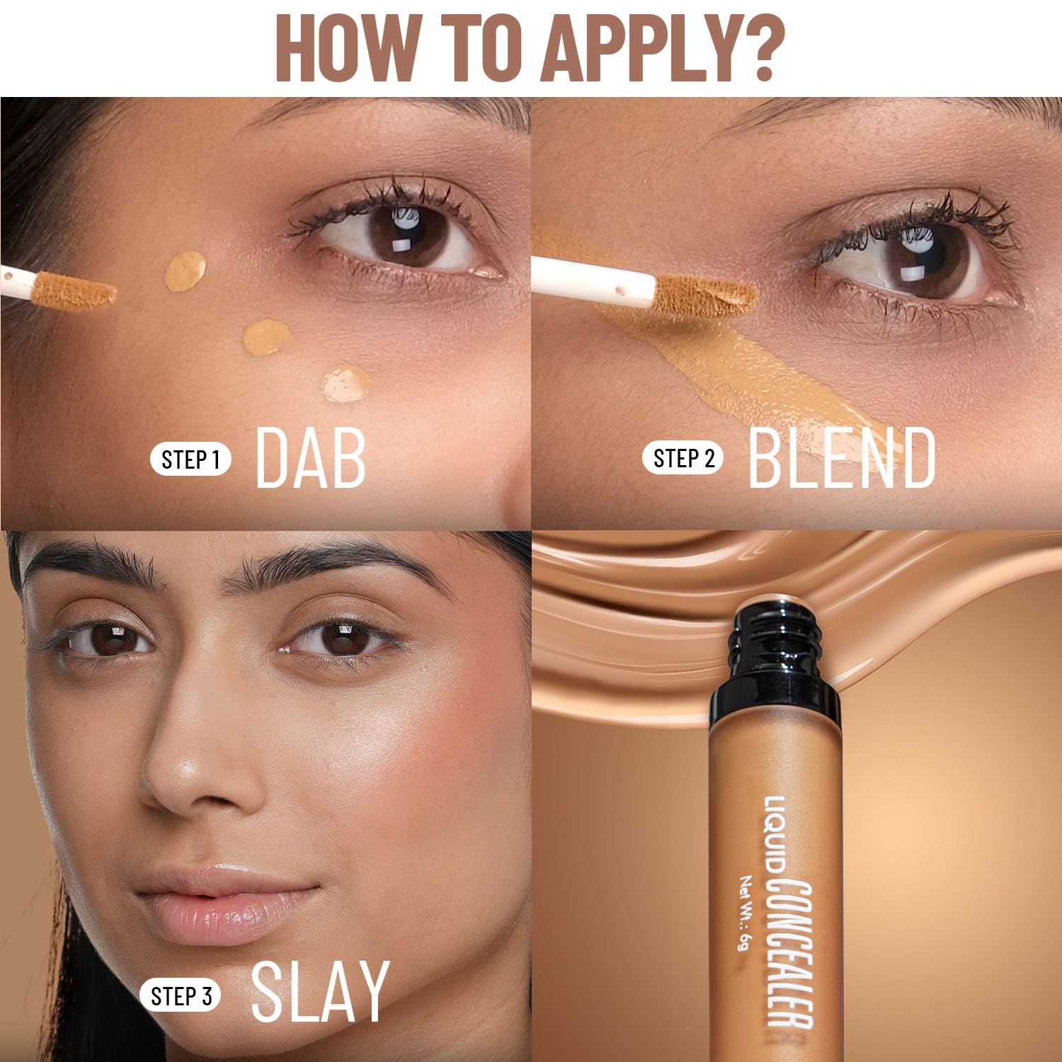 Swiss Beauty Liquid Light Weight Concealer With Full Coverage, Easily Blendable Concealer For Face Make-Up With Matte Finish | Shade- 04 Medium - Beige, 6g