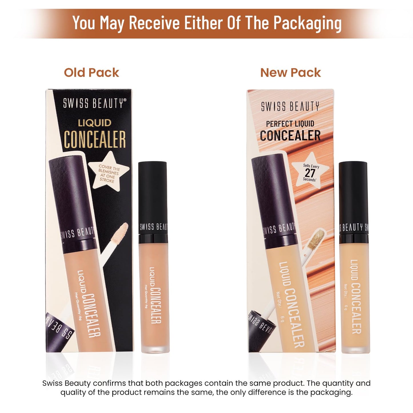 Swiss Beauty Liquid Light Weight Concealer With Full Coverage, Easily Blendable Concealer For Face Make-Up With Matte Finish | Shade- 04 Medium - Beige, 6g
